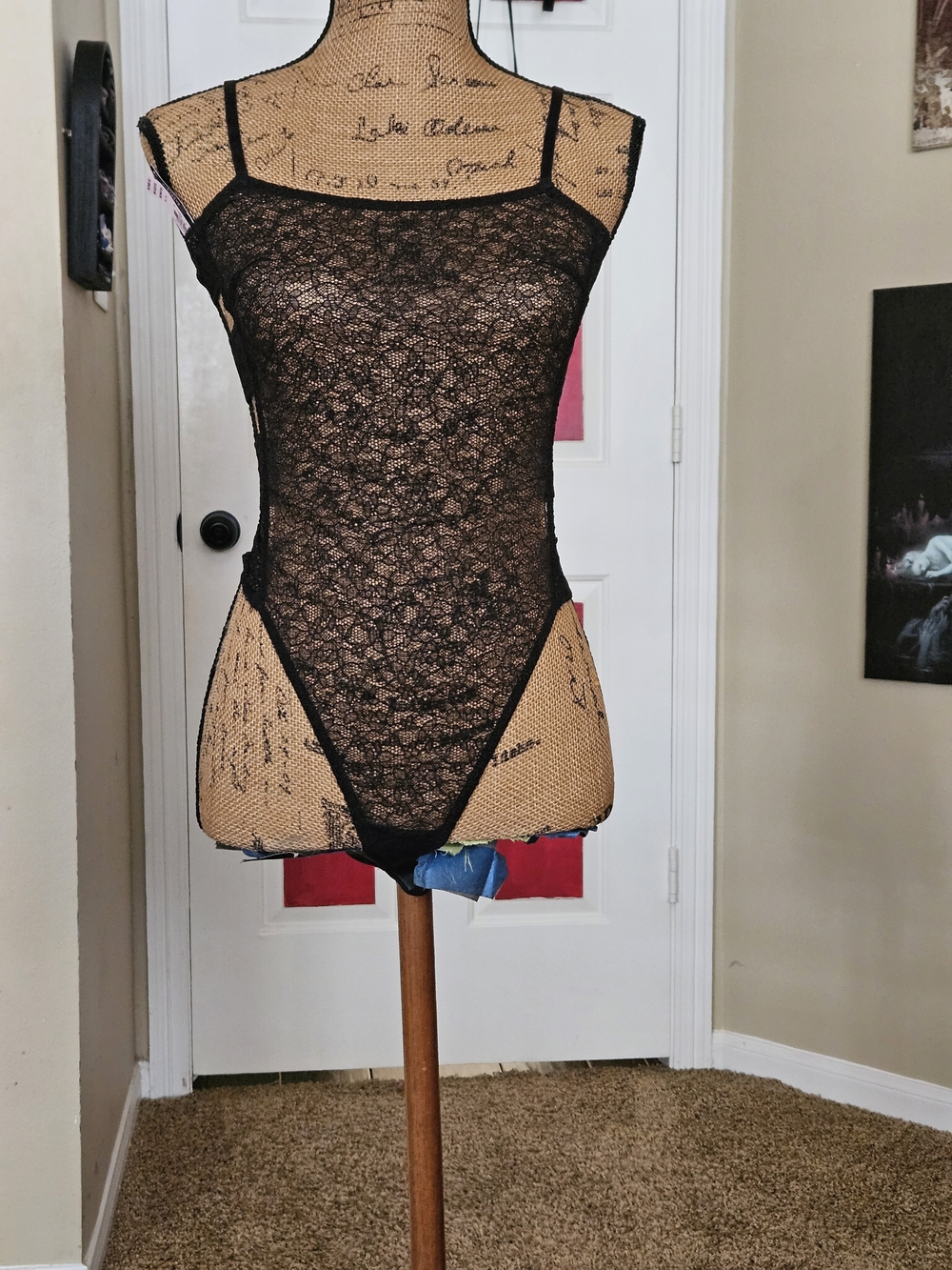 Sheer Black Lace Bodysuit - Women's Intimates